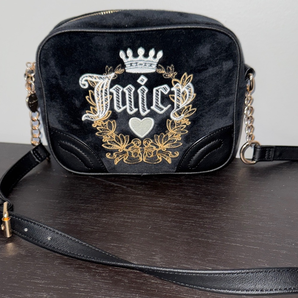 Juicy Couture Black Velvet Crossbody Bag